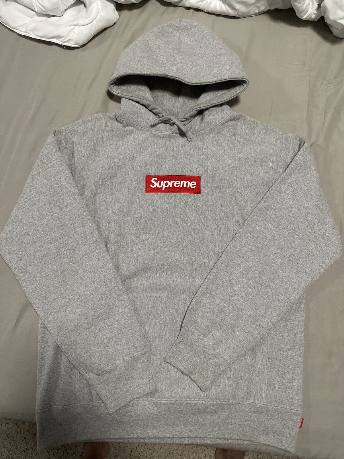 image of Supreme Box Logo Hoodie Fw16 Heather Grey, Men's (Size XL)