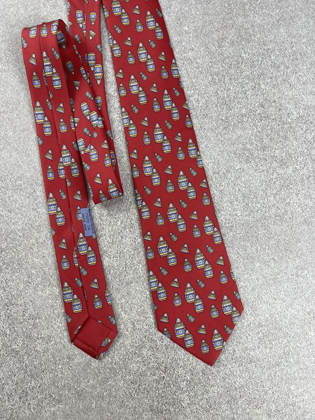 Hermes × Vintage Vintage Hermes Printed Red Silk Tie Size ONE SIZE - 4 Thumbnail