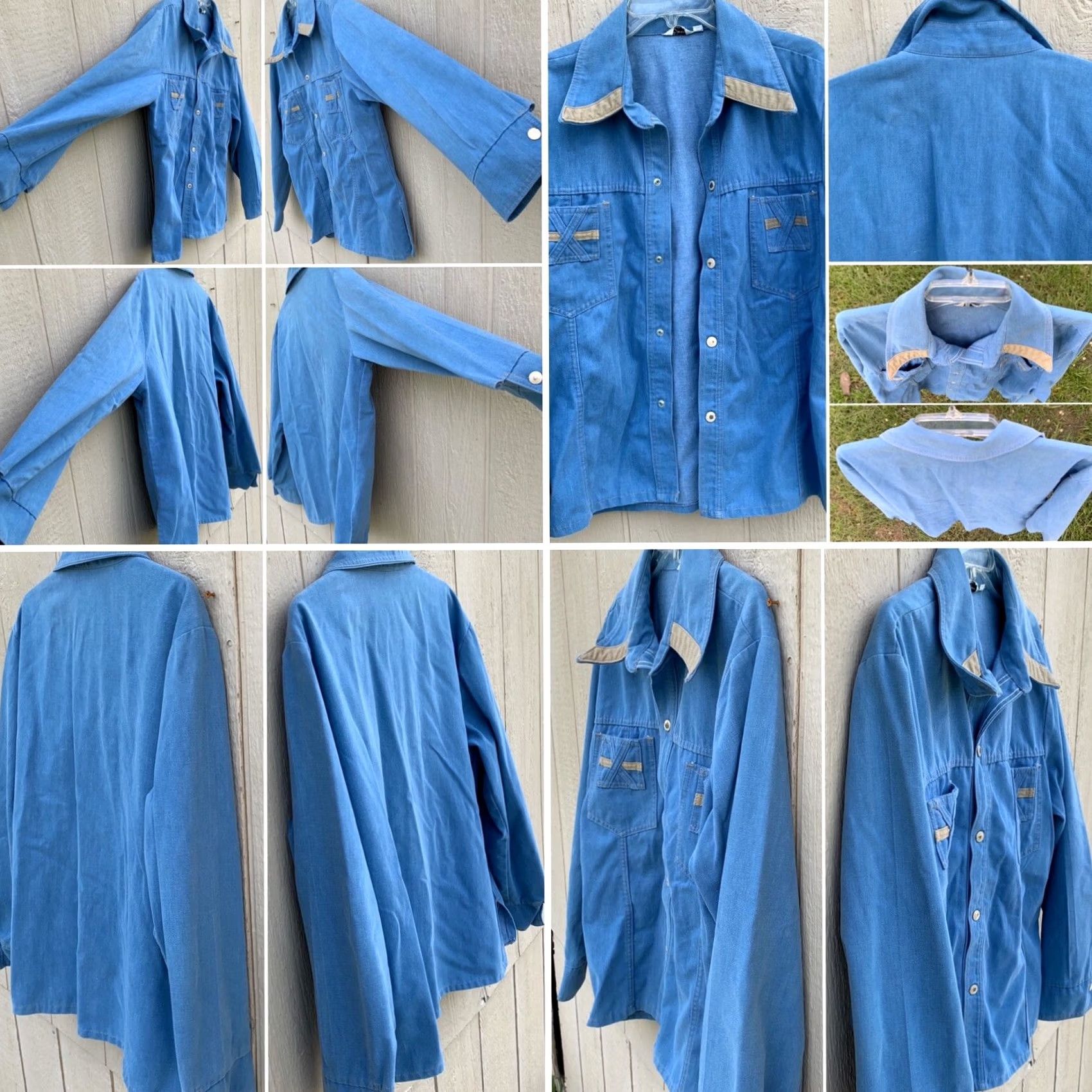 Denime VINTAGE Distinctive Sportswear Denim Jacket Shirt L 70s Blue Shirt Mens/N/A Size US L / EU 52-54 / 3 - 3 Thumbnail
