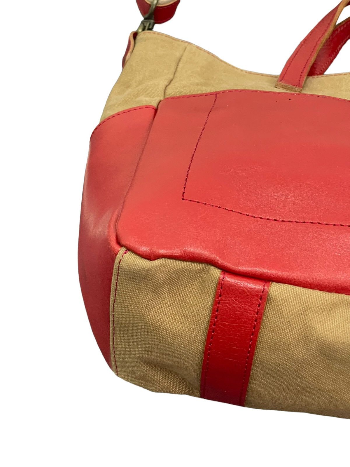 Japanese Brand Leather Cotton Canvas Lily Japan Sling Cross Body Bag 4🟩 Size ONE SIZE - 11 Thumbnail