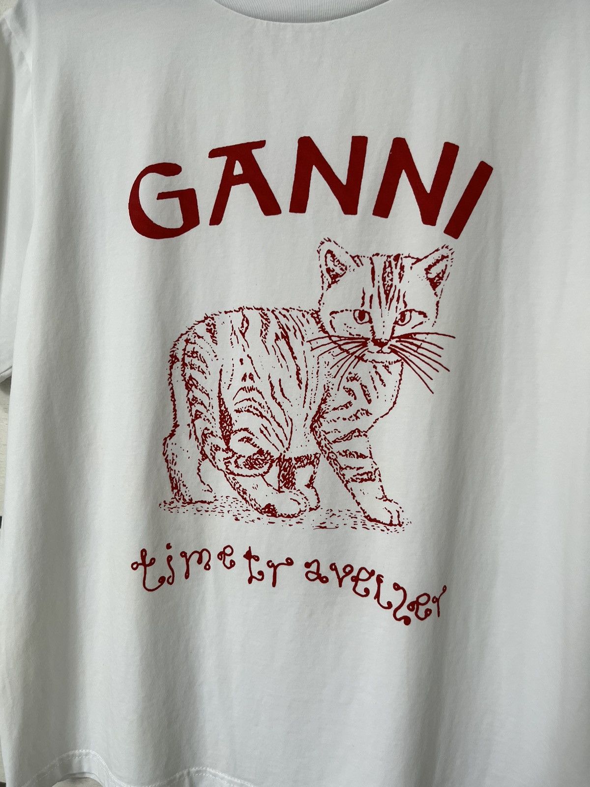 Designer Ganni T-Shirt Cat Size US L / EU 52-54 / 3 - 2 Thumbnail