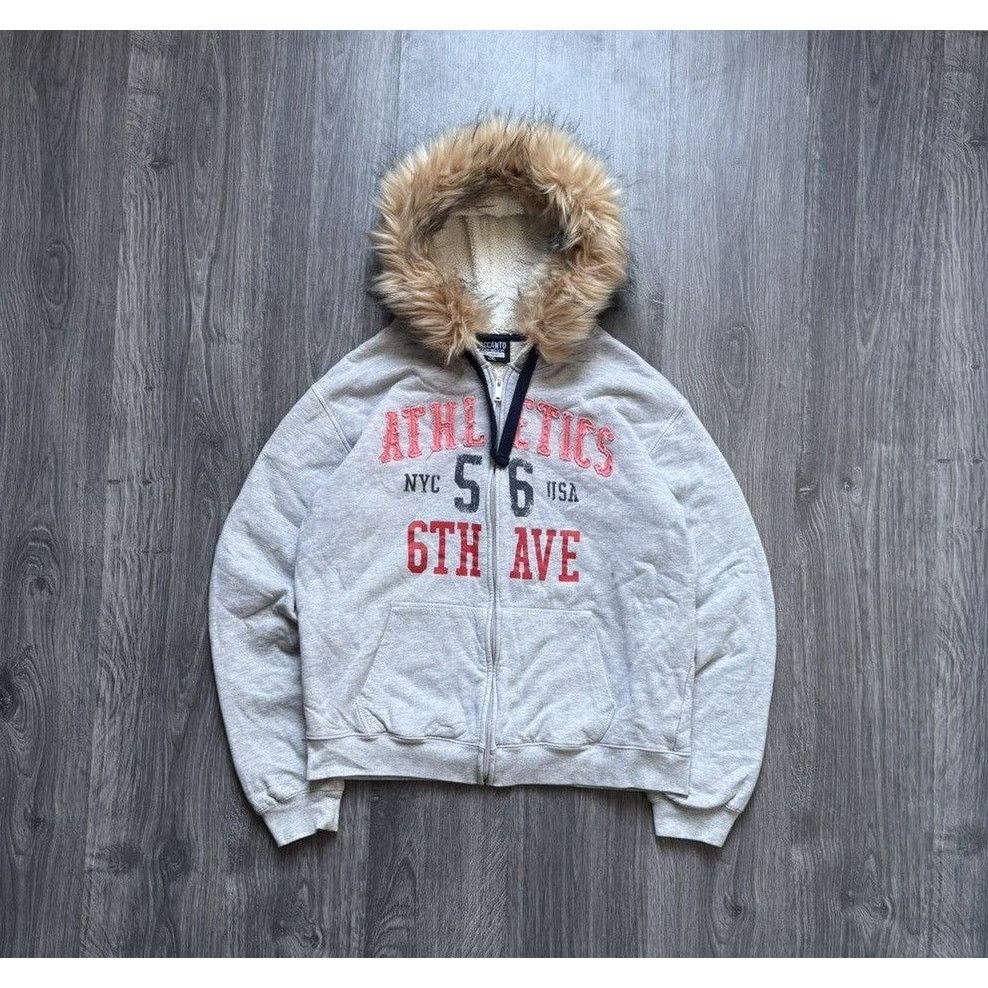 Pre-owned Avant Garde Y2k Athletics Faux Fur Hoodie Ifsixwasnine Lgb Style In Grey