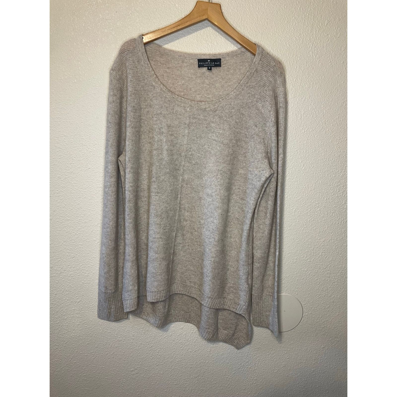 Other Philippe Le Bac Cashmere Gray Asymmetrical Hem Knit Sweater Size L / US 10 / IT 46 - 11 Thumbnail