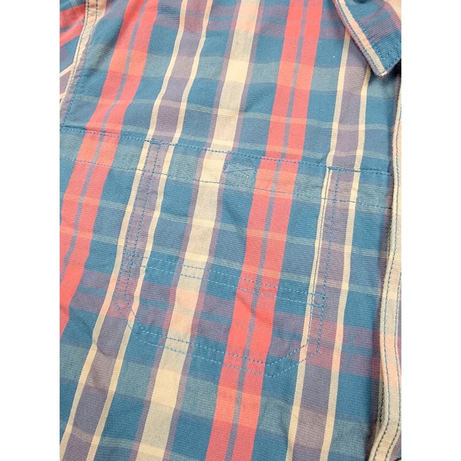 Vintage L.L. Bean Katahdin Iron Works Shirt Mens 2XL Blue Orange Plaid Elbow Patches Button-Up Casual Travel Workwear Set Size US XXL / EU 58 / 5 - 6 Thumbnail