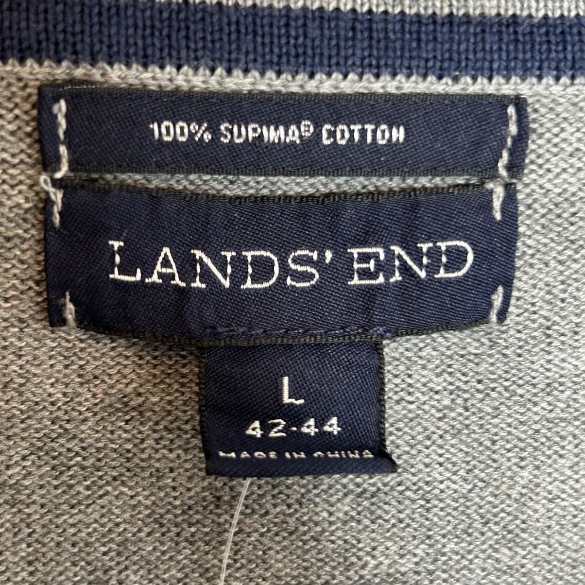 Lands' End Lands End Grey Supima V-Neck Sweater Size L Size US L / EU 52-54 / 3 - 6 Thumbnail