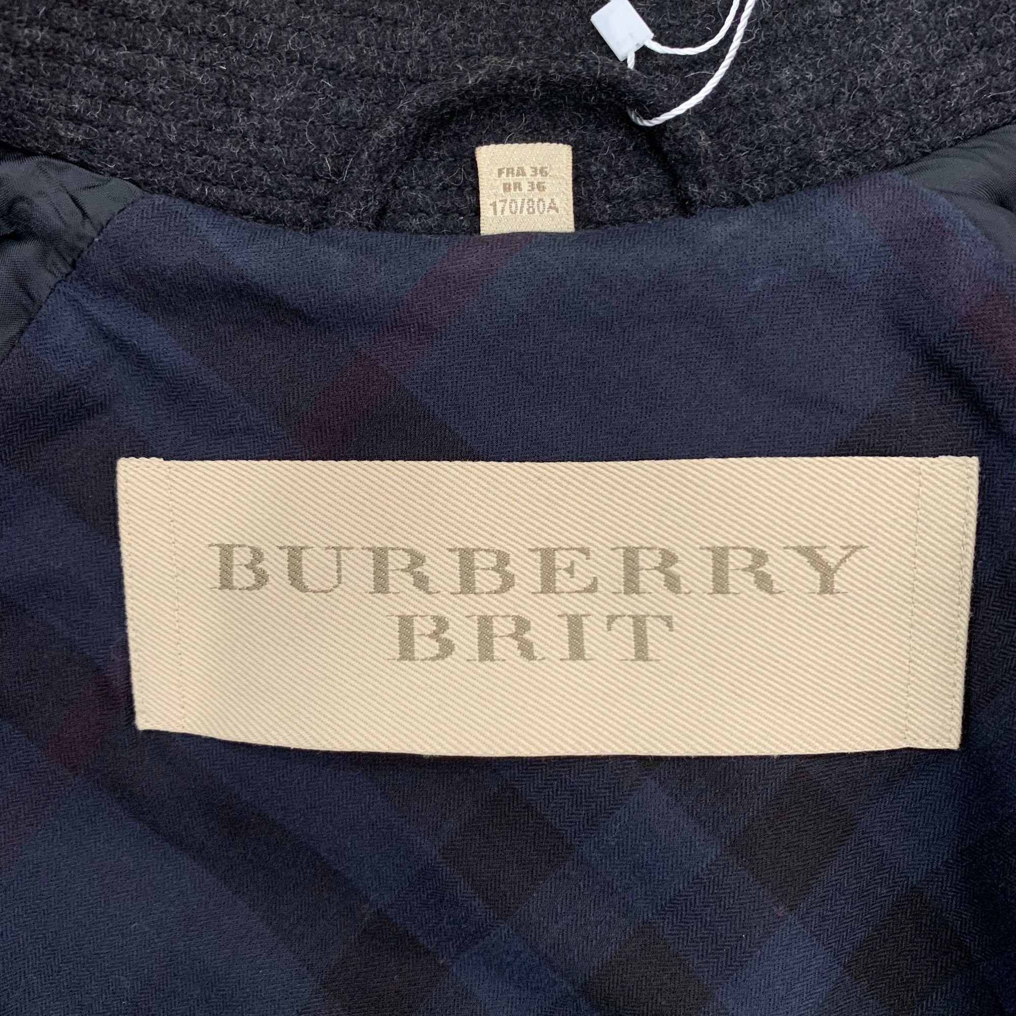 Burberry H9339 Burberry Brit Womens Charcoal Gray Wool Blend Double-B Size S / US 4 / IT 40 - 5 Thumbnail