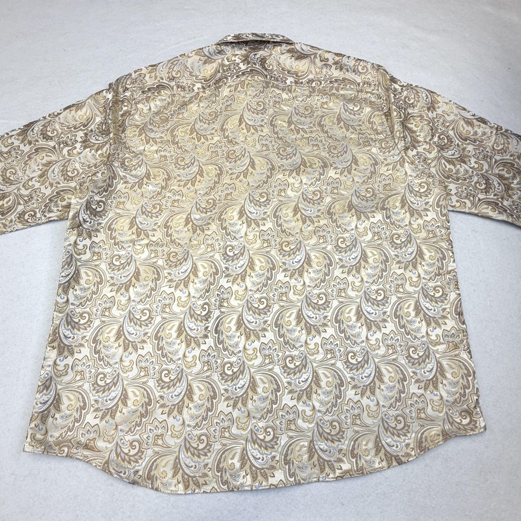 Vintage DiBanGu Shirt Mens 3XL Beige Paisley Silk Blend Long Sleeve Button Up Party Casual Size US XXL / EU 58 / 5 - 6 Thumbnail