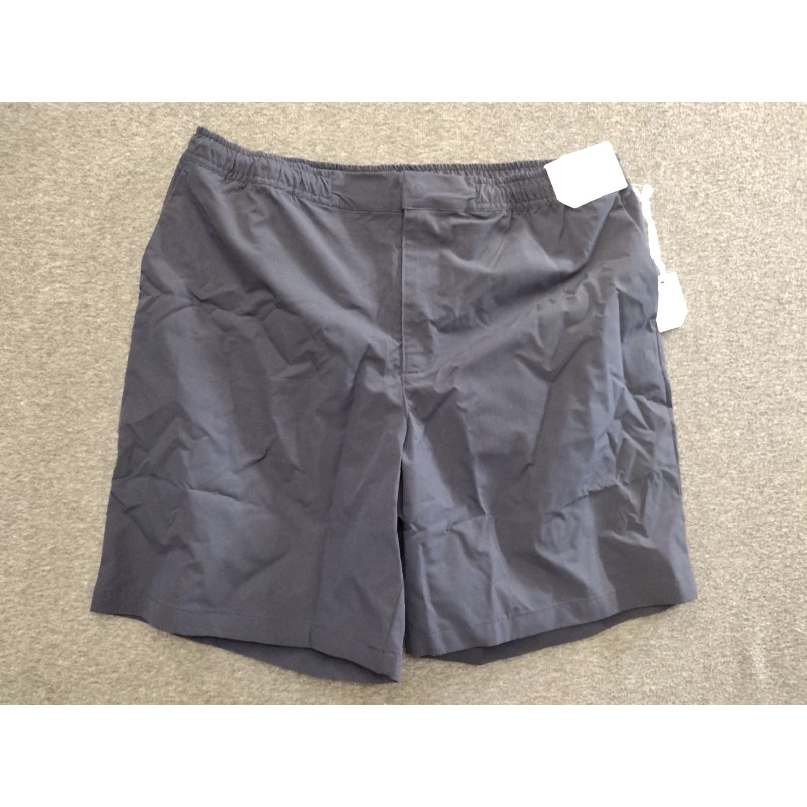 Vintage Stylus Ladarius Campbell Elastic Waist L Shorts Men Navy Stretch Canvas Casual 32in Waist Inseam 8in Relaxed Front Zipper Snap Pocket Adjustable Waist Size US 33 - 2 Thumbnail