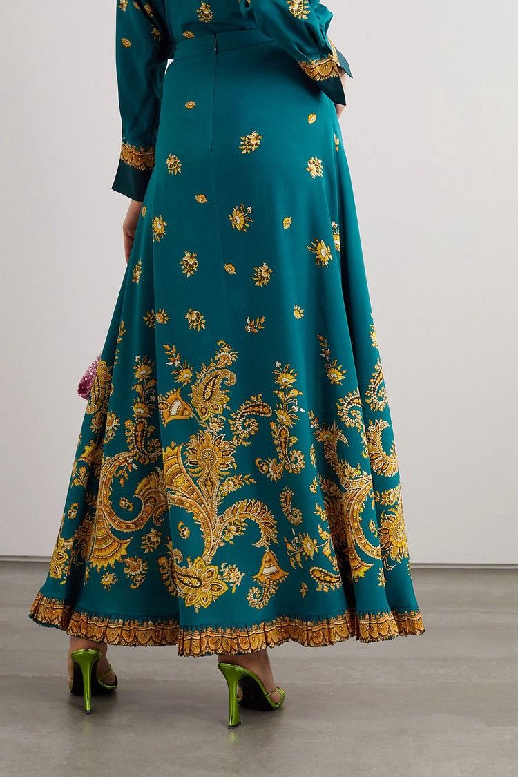 Etro ETRO Ruffled paisley-print 100% silk crepe de chine skirt Size 28" / US 6 / IT 42 - 3 Thumbnail