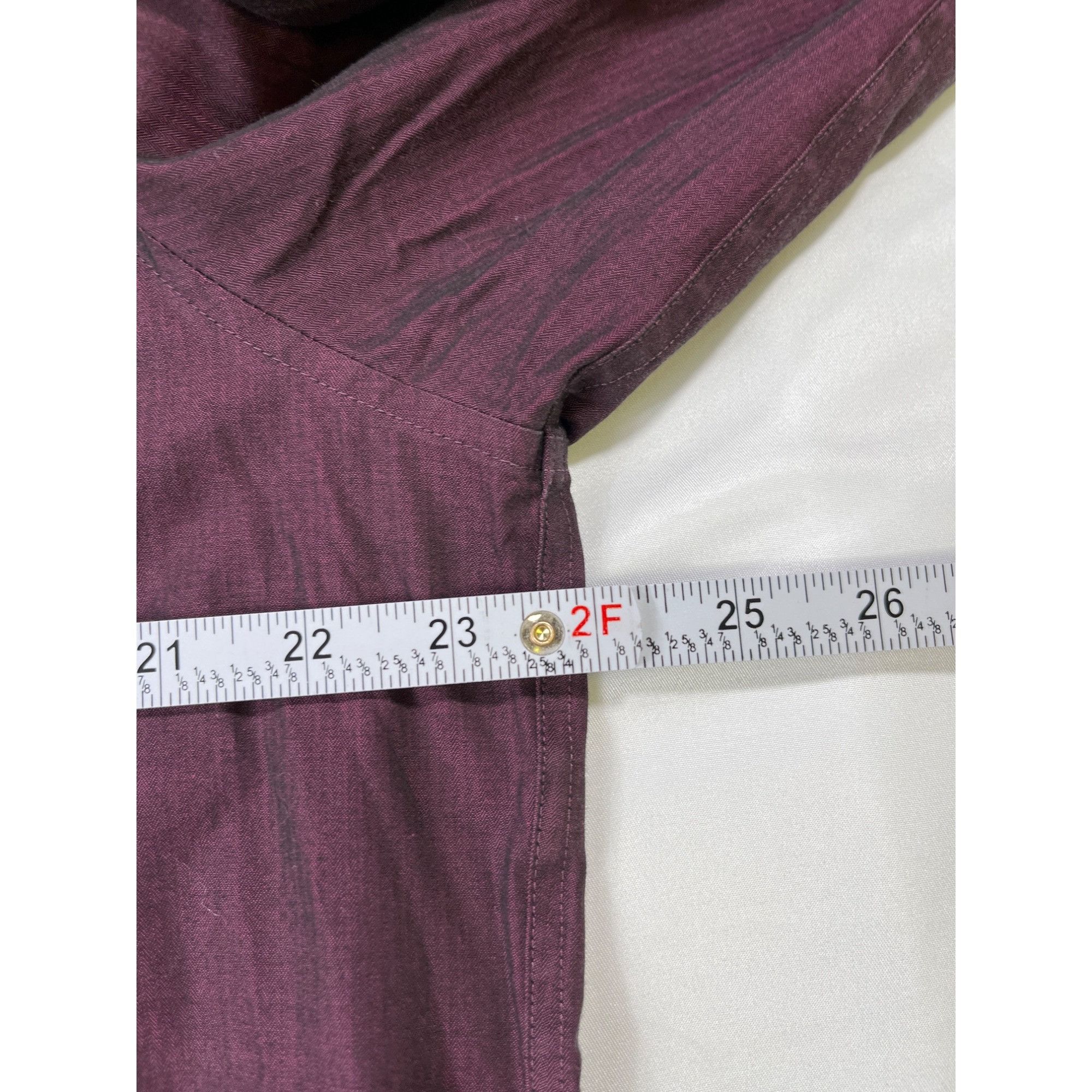 Calvin Klein Calvin Klein SKU 7661 Mens Burgundy Long Sleeve Button Up Sh Size US XL / EU 56 / 4 - 4 Thumbnail