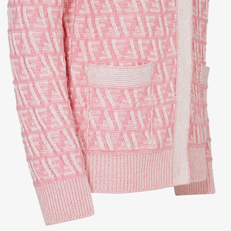 Fendi o1B3y1r0326 Cardigan in Pink/White Size M / US 6-8 / IT 42-44 - 3 Thumbnail