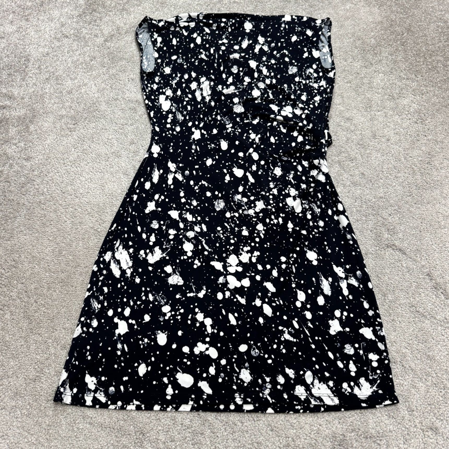 MICHAEL Michael Kors Mini Splatter Cowl Neck Navy White NWOT Medium Dress Womens