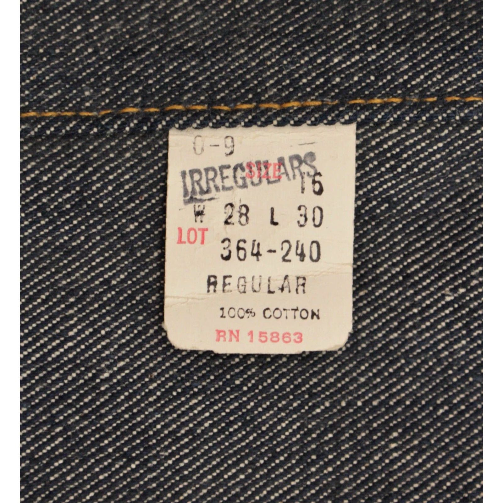 Wrangler VTG 1960s NOS Denim Wrangler Jeans Sz 28x30 60s Cotton Blue Jeans Vintage 60s Mens Size US 28 / EU 44 - 4 Thumbnail