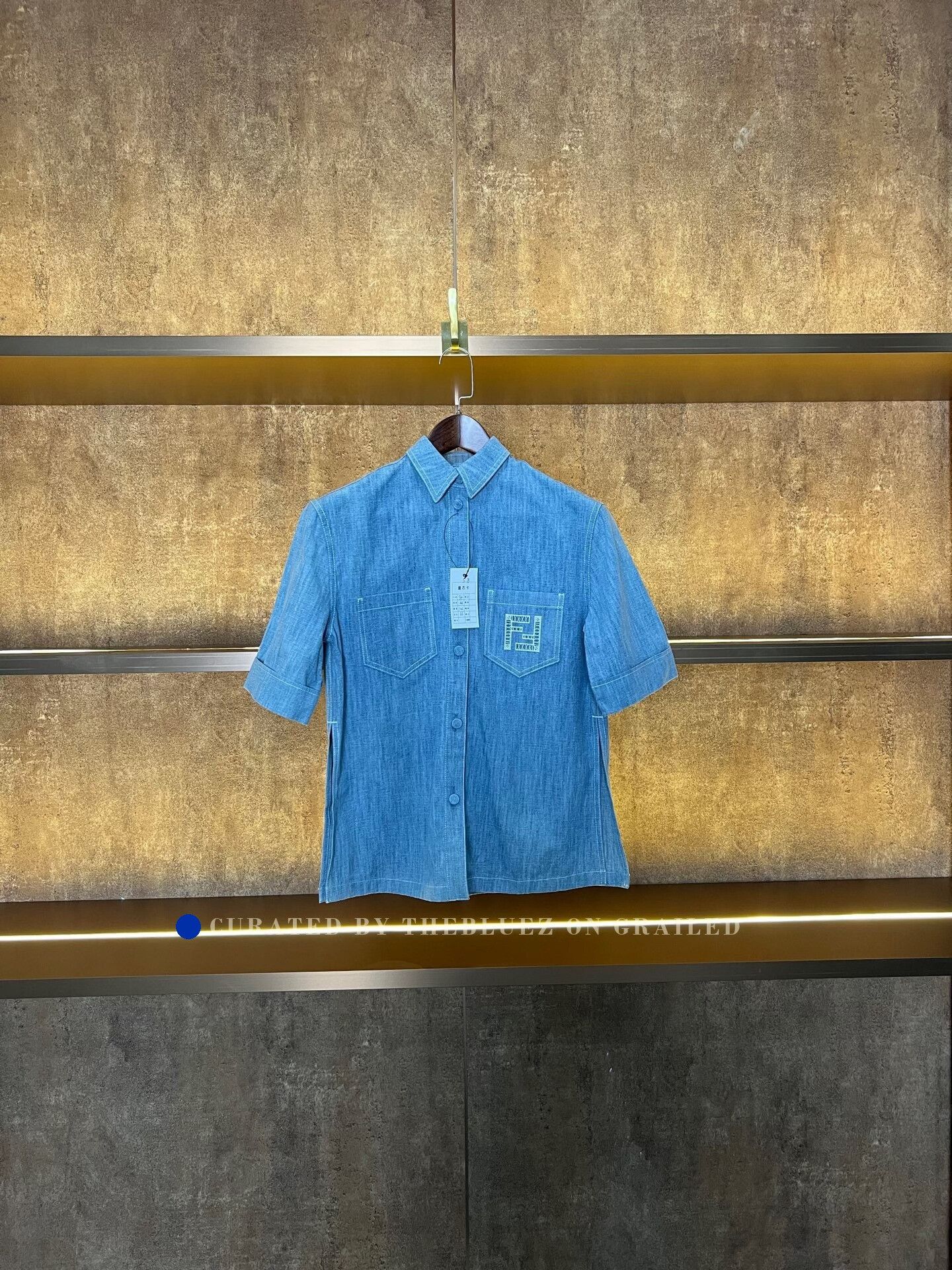 Fendi Fendi Hollow Logo Denim Short-Sleeve Shirt Size XXS / US 00 / IT 34 - 1 Thumbnail