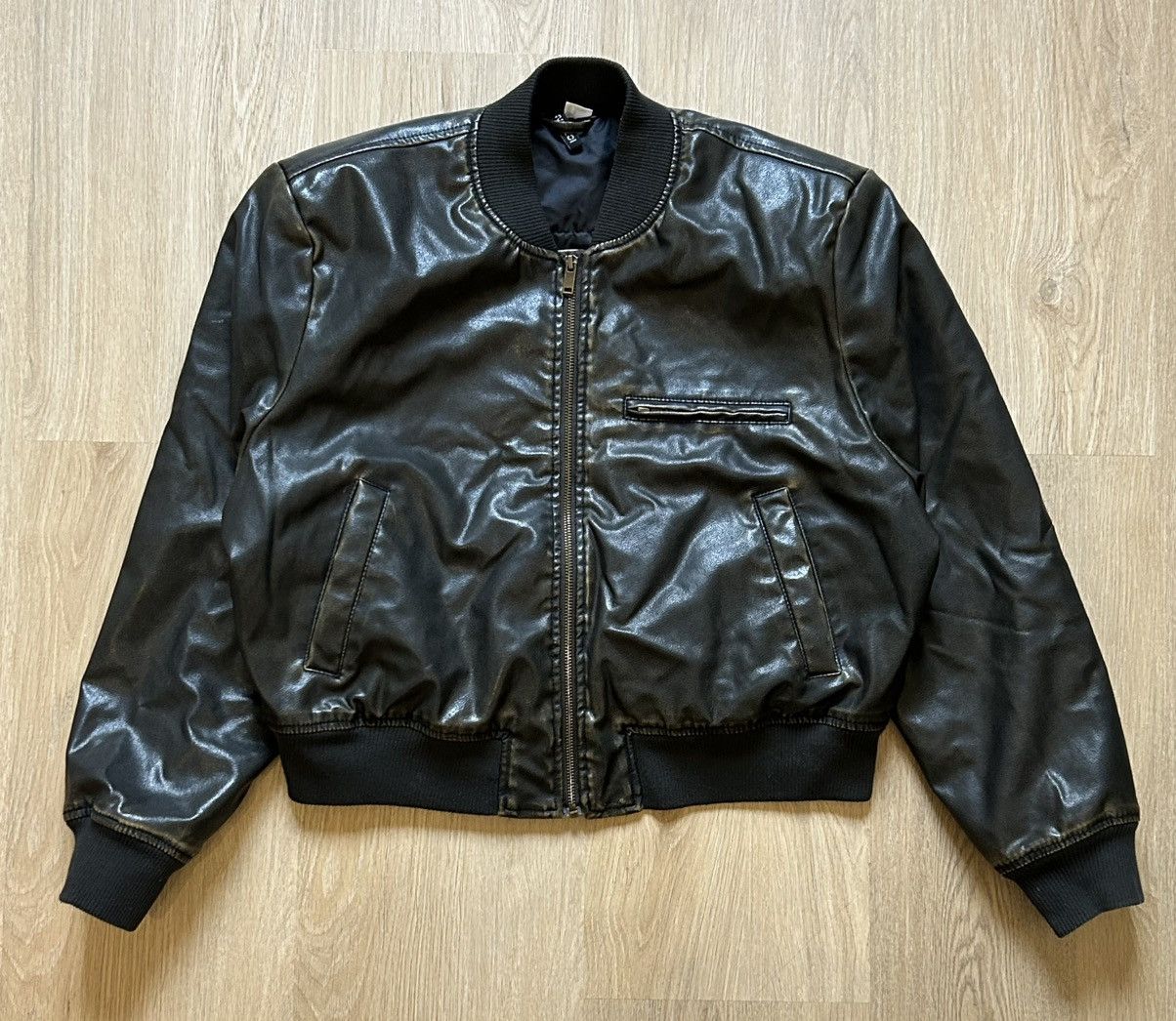H&M Faux Leather Bomber Jacket Size L / US 10 / IT 46 - 1 Thumbnail