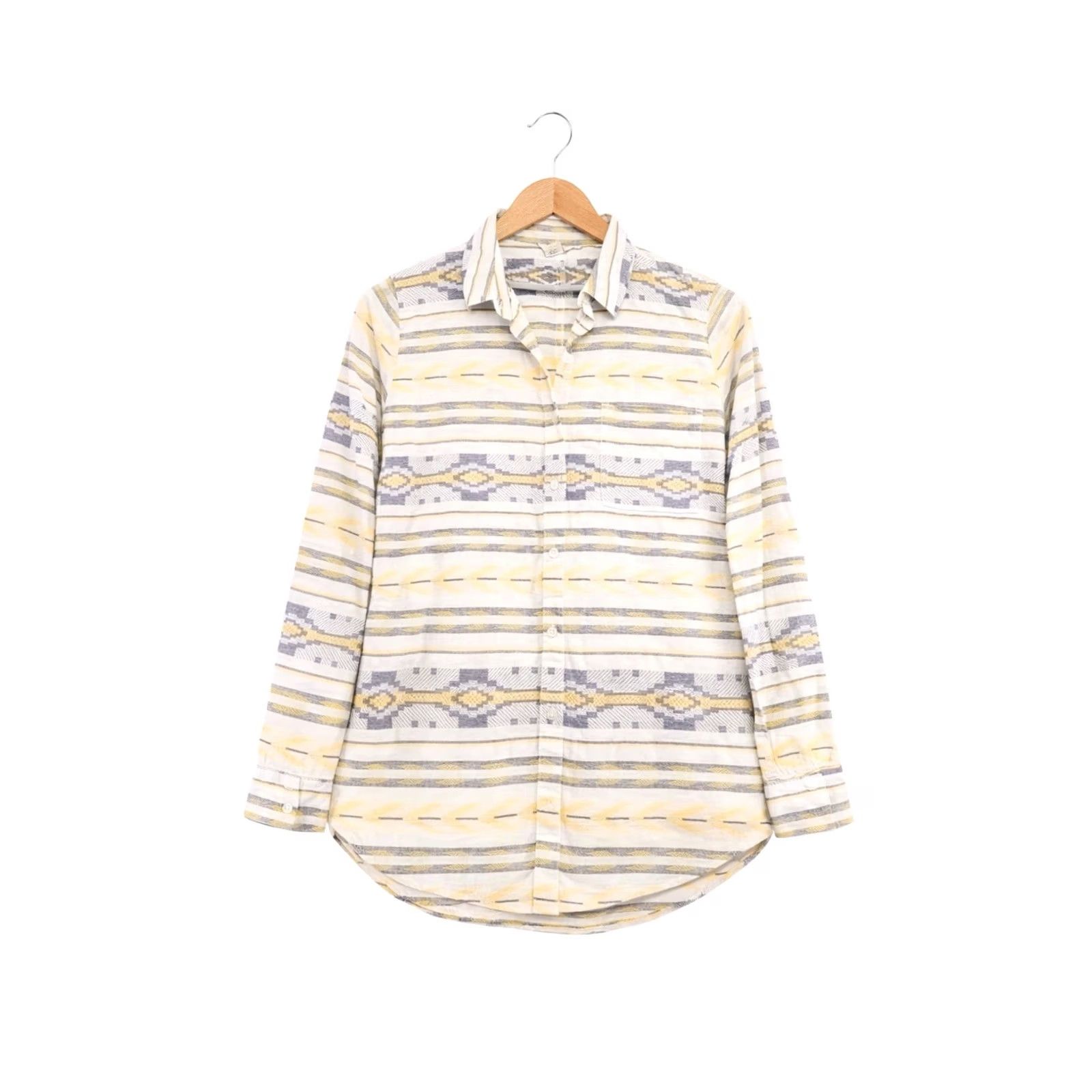 Ariat Ariat Women's Button-Up Shirt Geometric Western Cotton M Yellow Gray Cream Aztec Pattern Alice Blue? Size M / US 6-8 / IT 42-44 - 2 Thumbnail