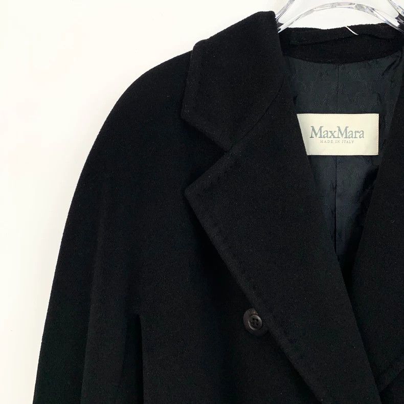 Max Mara Max Mara 101801 Black Lapel Double Breasted Belt Coat Size XS / US 0-2 / IT 36-38 - 3 Thumbnail