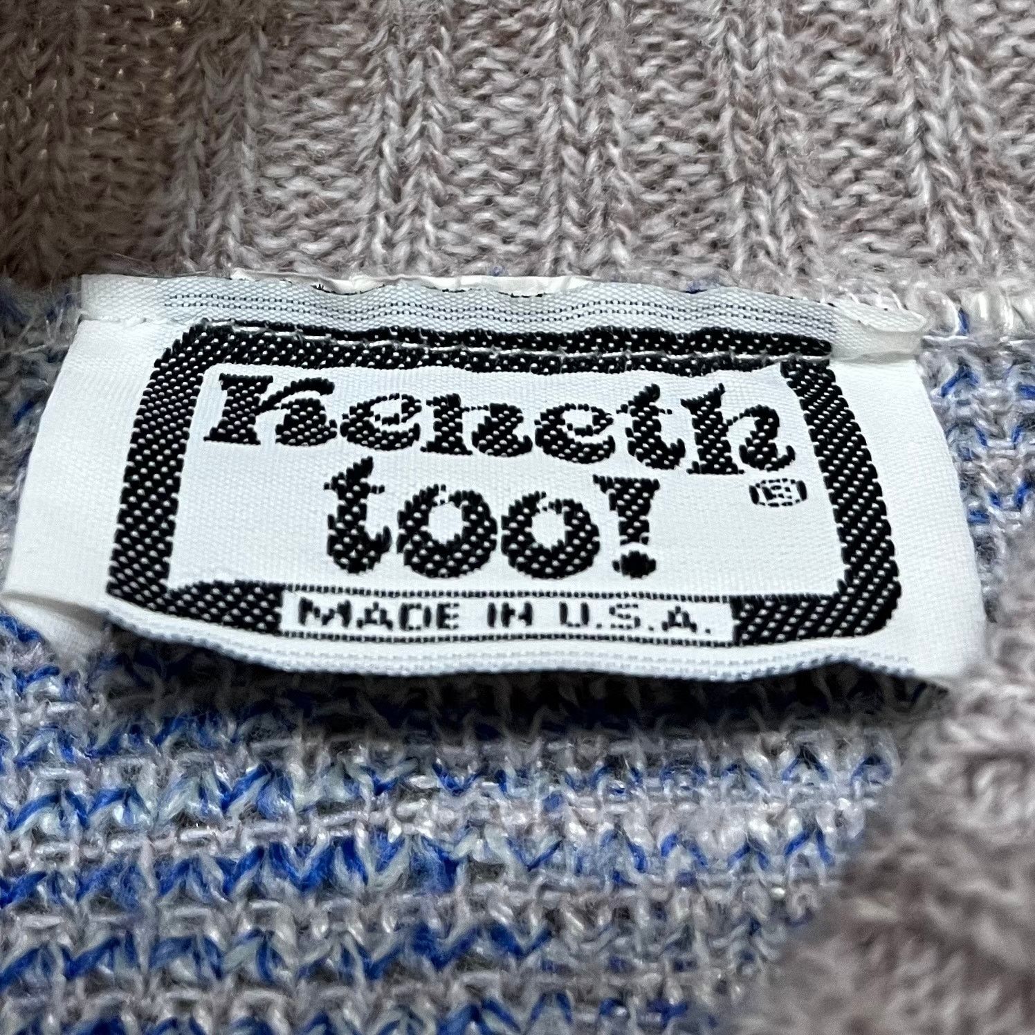 Other Vintage 90s Kenneth Too Abstract Leaf Knit Sweater Blue Gray Size S / US 4 / IT 40 - 4 Thumbnail