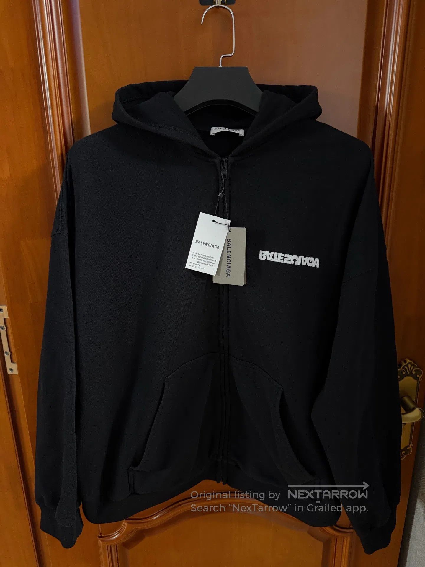 Balenciaga Balenciaga Black reverse logo zipper hooded sweatshirt| Size US L / EU 52-54 / 3 - 1 Thumbnail