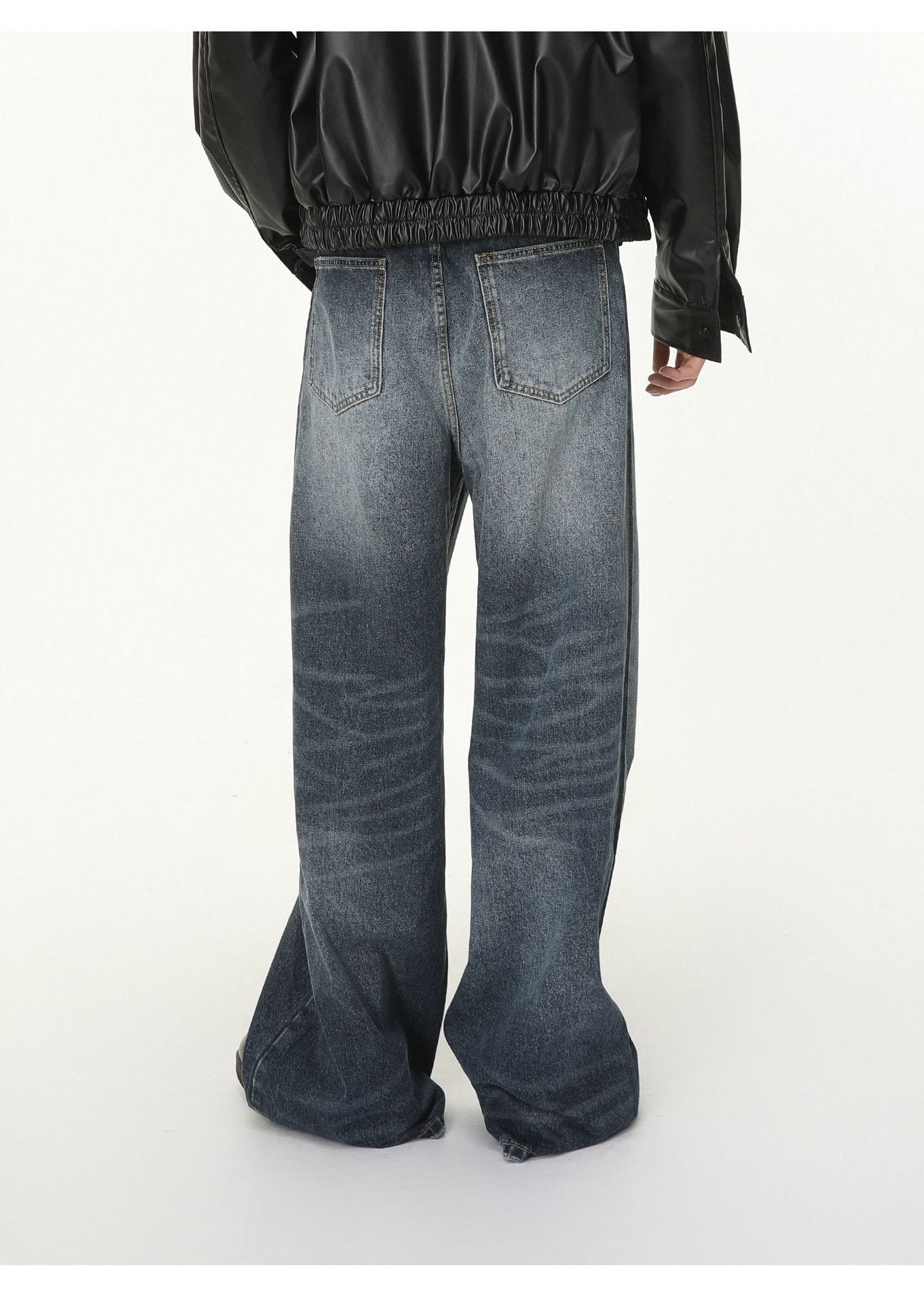 Vintage Men's Washed Straight Jeans with Cat-Whisker (Vibe Style) Size US 32 / EU 48 - 5 Thumbnail