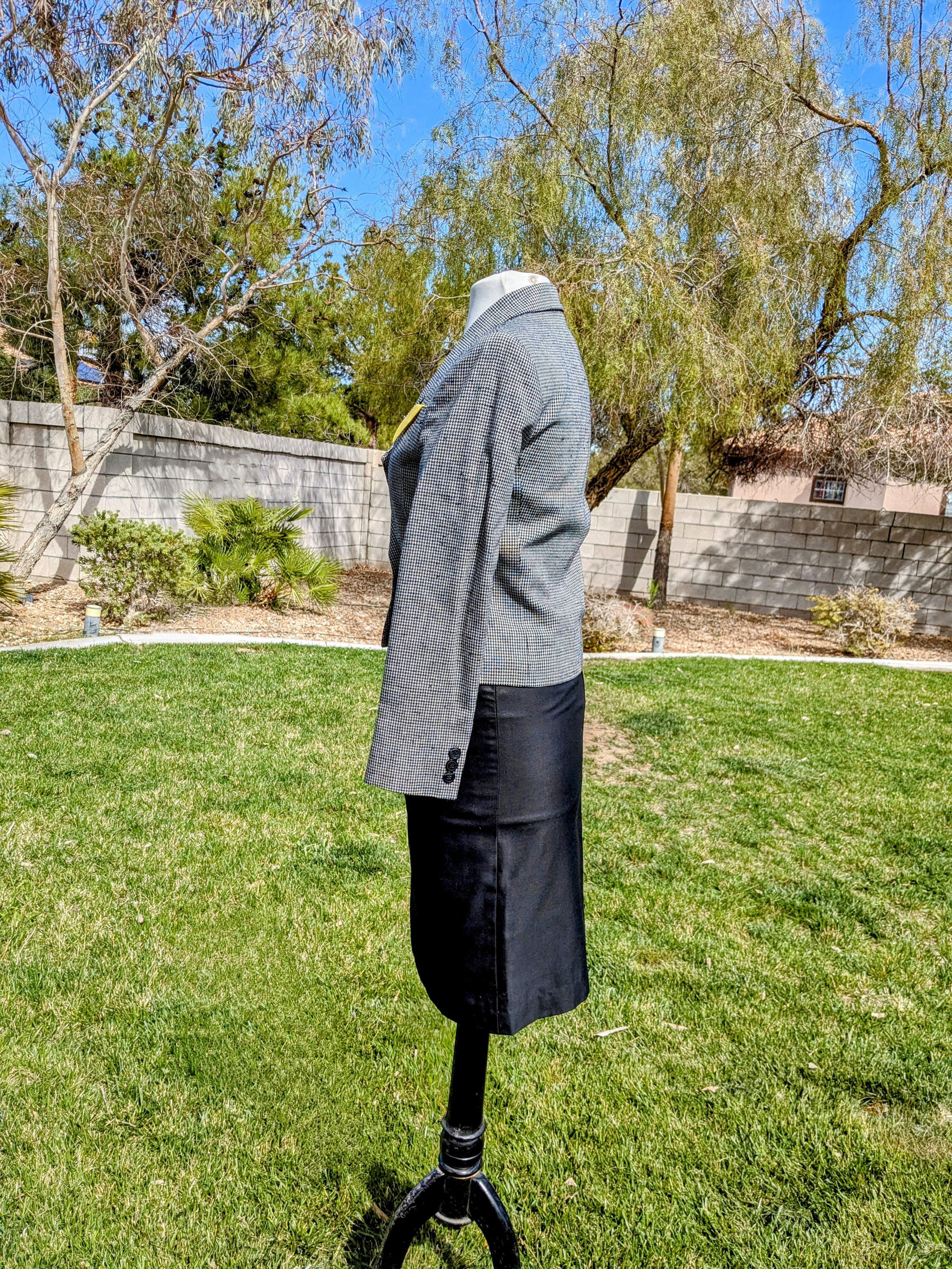 Designer J.Gallery Houndstooth Blazer+Tapa Maxi Skirt 2pc Suit Outfit Size XS / US 0-2 / IT 36-38 - 3 Thumbnail