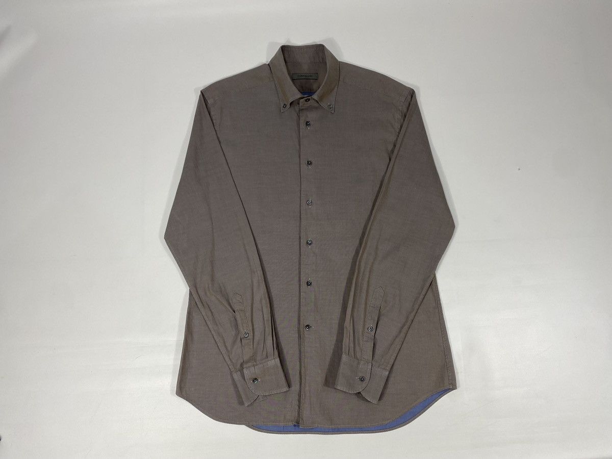 Corneliani Corneliani Indigo Brown Two Tone Light Bronze Shirt Size US L / EU 52-54 / 3 - 12 Thumbnail