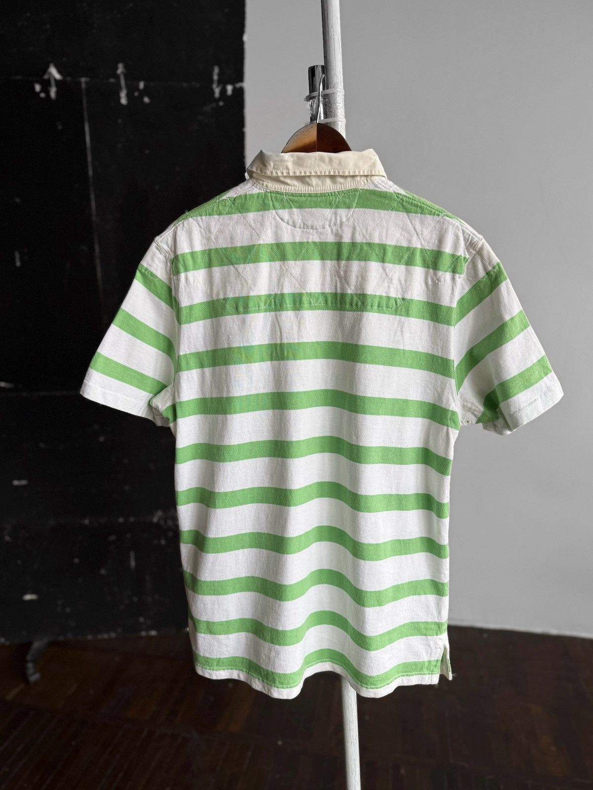 Polo Ralph Lauren Polo Ralph Lauren Vintage Green White Striped Polo Shirt Size US L / EU 52-54 / 3 - 2 Thumbnail