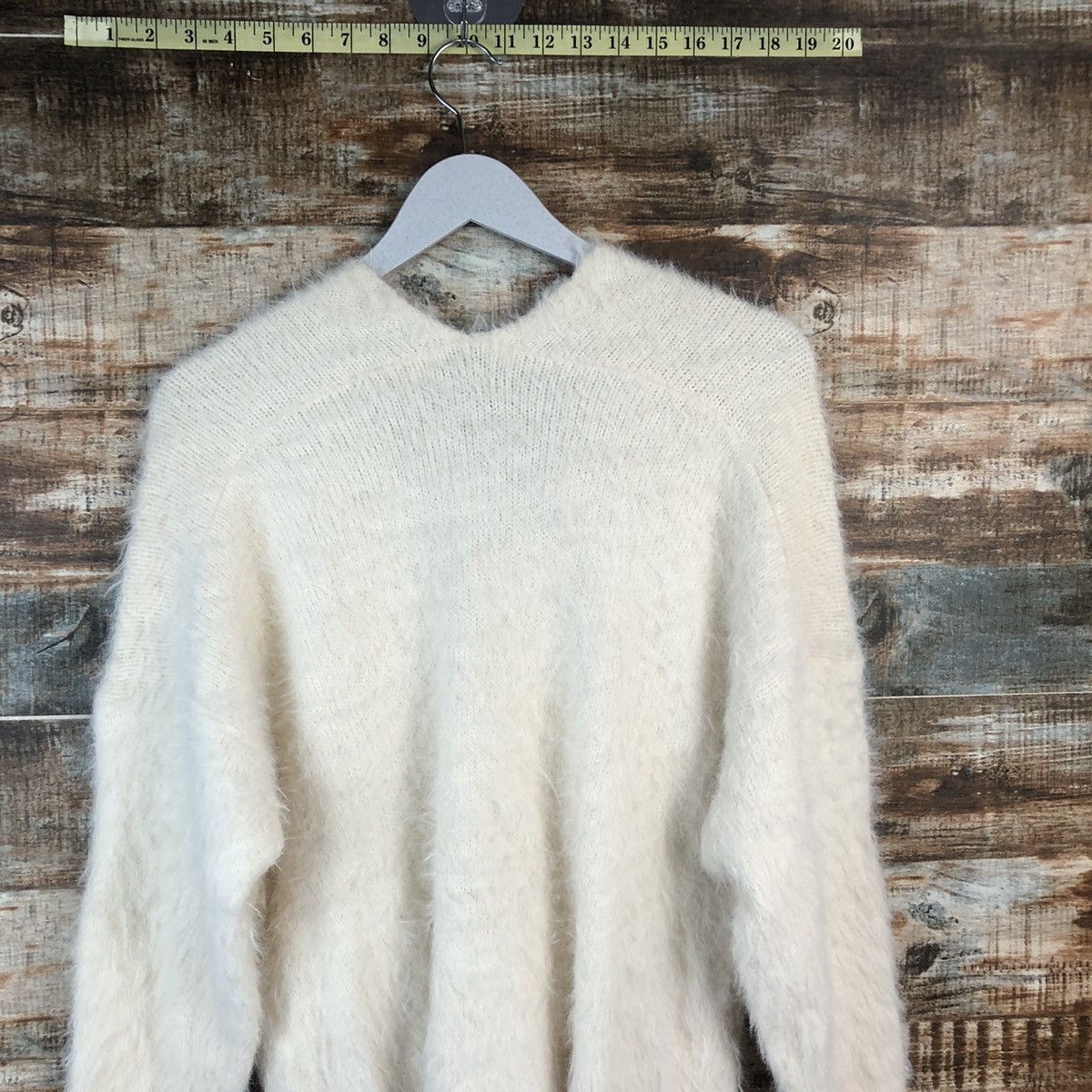 Japanese Brand DL Jeansis White shaggy fur Mohair Knitwear #C356 Size L / US 10 / IT 46 - 12 Thumbnail