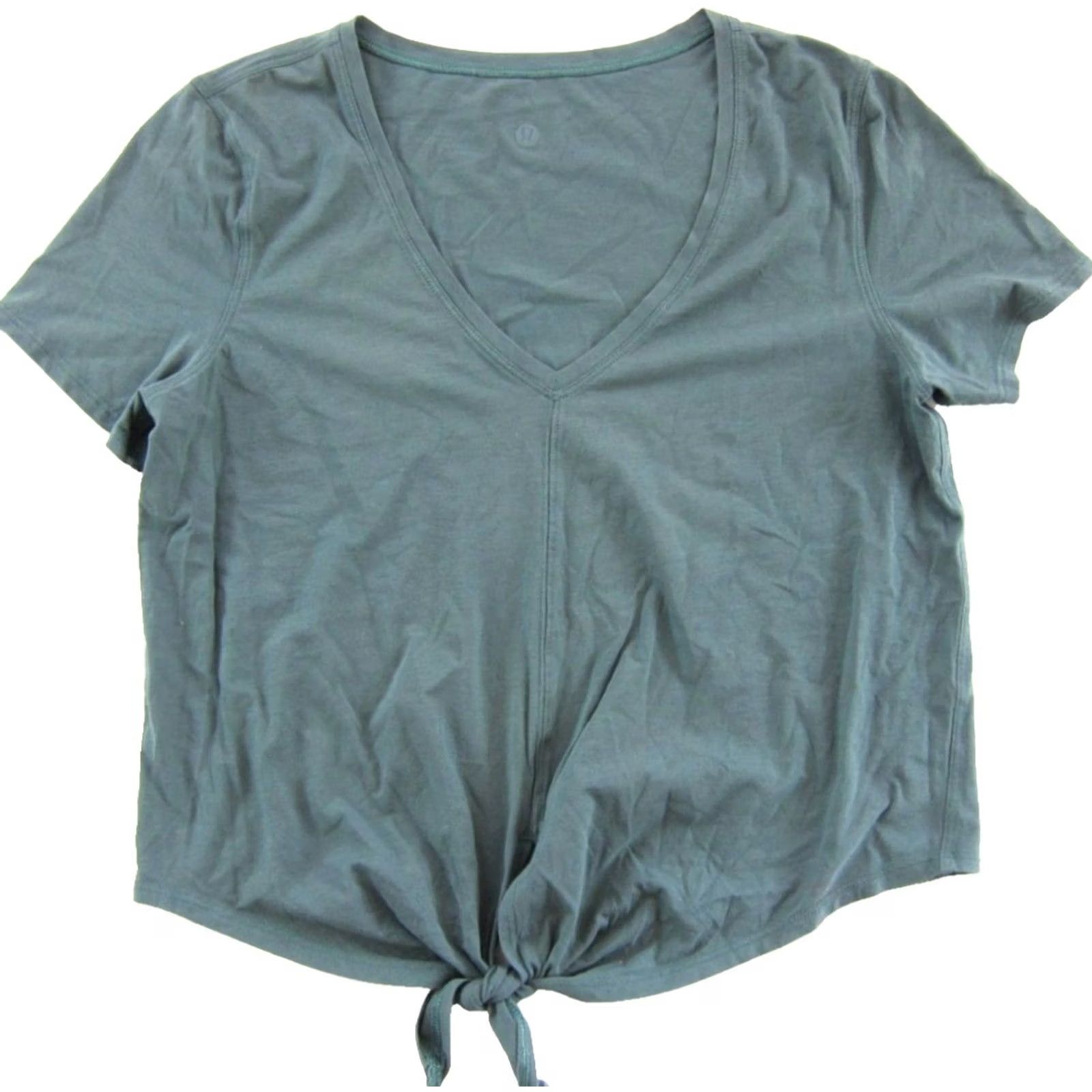 Lululemon Lululemon Green Short Sleeve V-Neck T-Shirt Shirt Womens Medium Cotton Blend Top Size M / US 6-8 / IT 42-44 - 2 Thumbnail