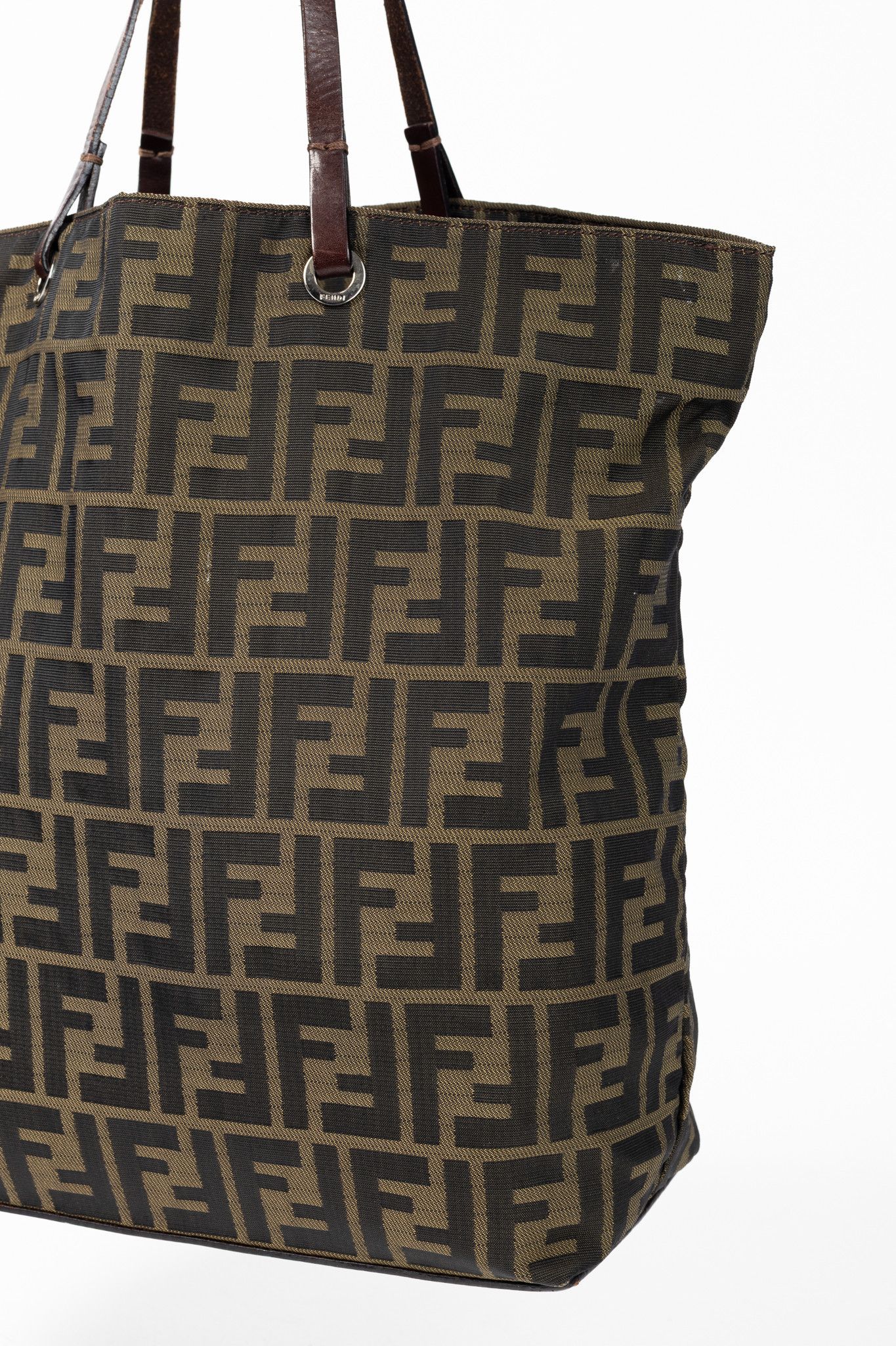 Fendi Fendi Khaki Zucca Canvas Leather-Trim Tote Size ONE SIZE - 8 Thumbnail