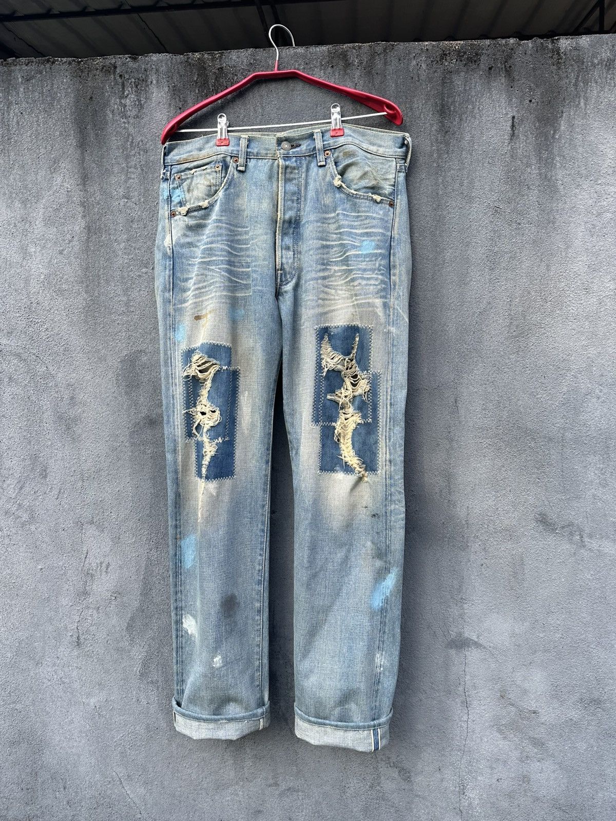 Levi's Vintage Clothing 👹Vintage Levis 501 Big E Distressed Baggy Jeans Size US 32 / EU 48 - 4 Thumbnail