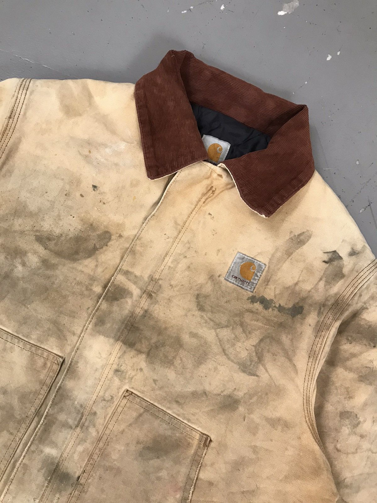 ジャケット・アウター carhatt damage faded traditional jacket Vintage 1990s Carhartt Thrashed Active Jac Work Jacket