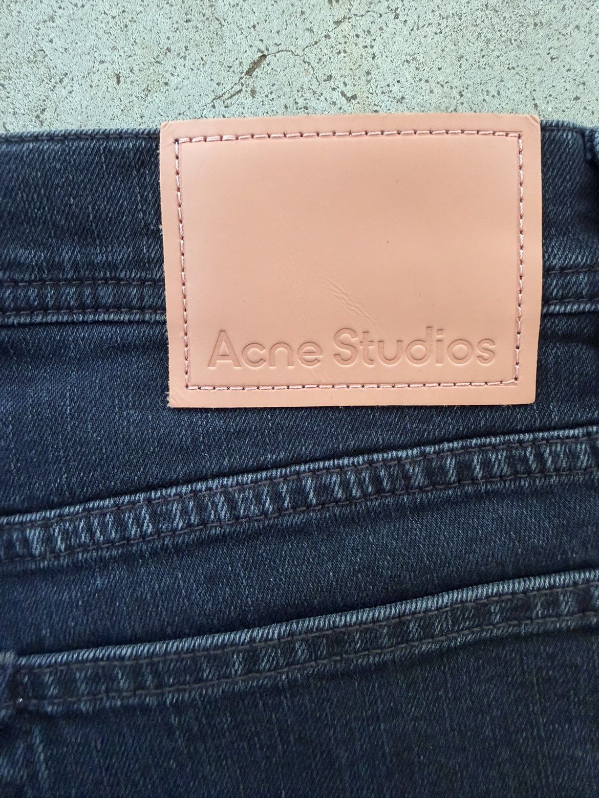 Acne Studios North Blue Black Leather Patch Denim Jeans Size US 32 / EU 48 - 3 Thumbnail