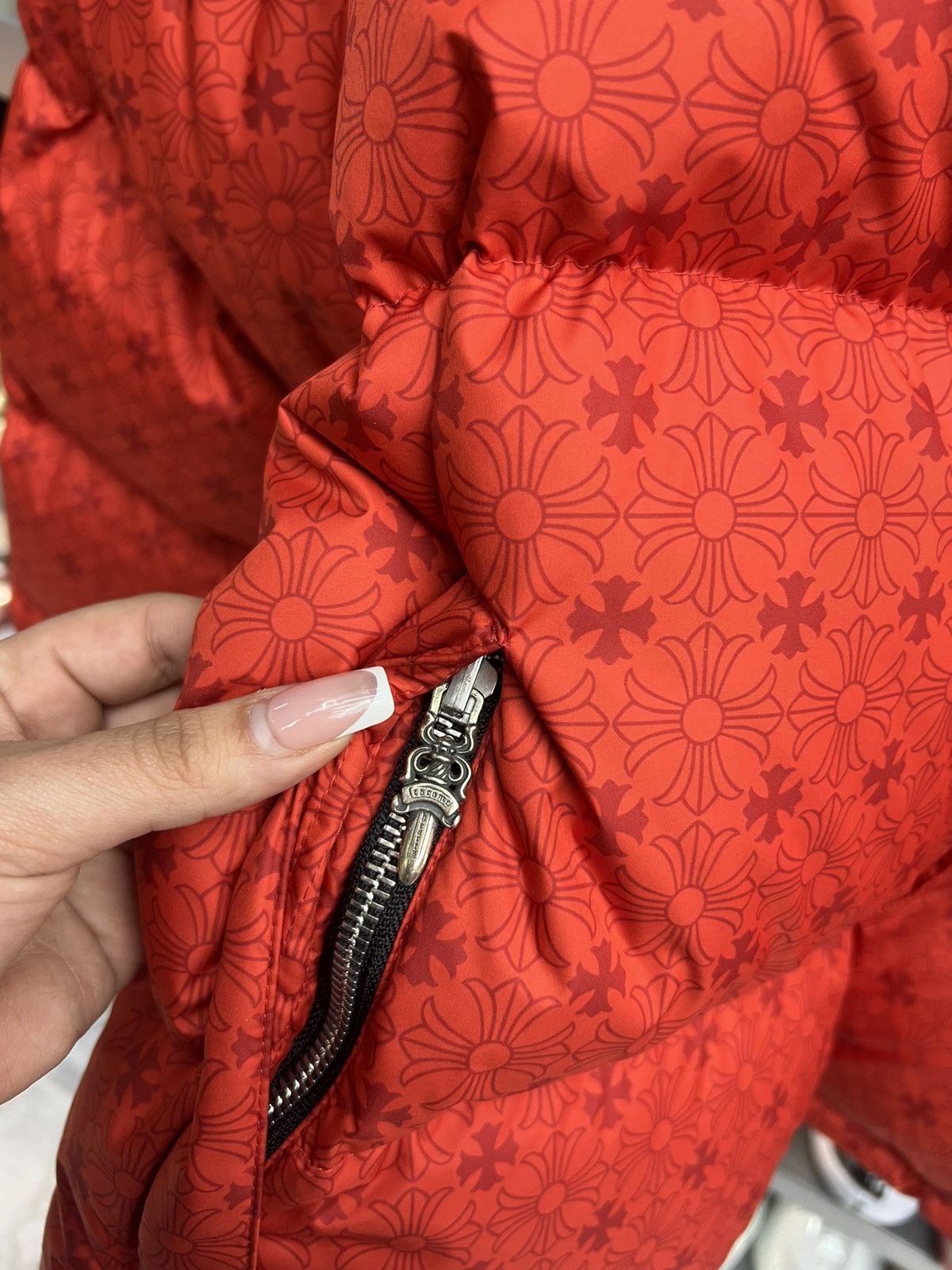 Chrome Hearts Chrome Hearts Red Monogram Cross Pattern Puffer Down Jacket Size US XL / EU 56 / 4 - 10 Thumbnail
