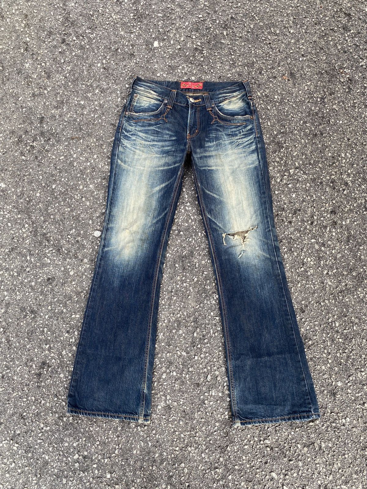Cowboy Equipment × Edwin × Japanese Brand Edwin Claws Mark Design Flare Distressed Western Cowboycore Size US 32 / EU 48 - 1 Thumbnail