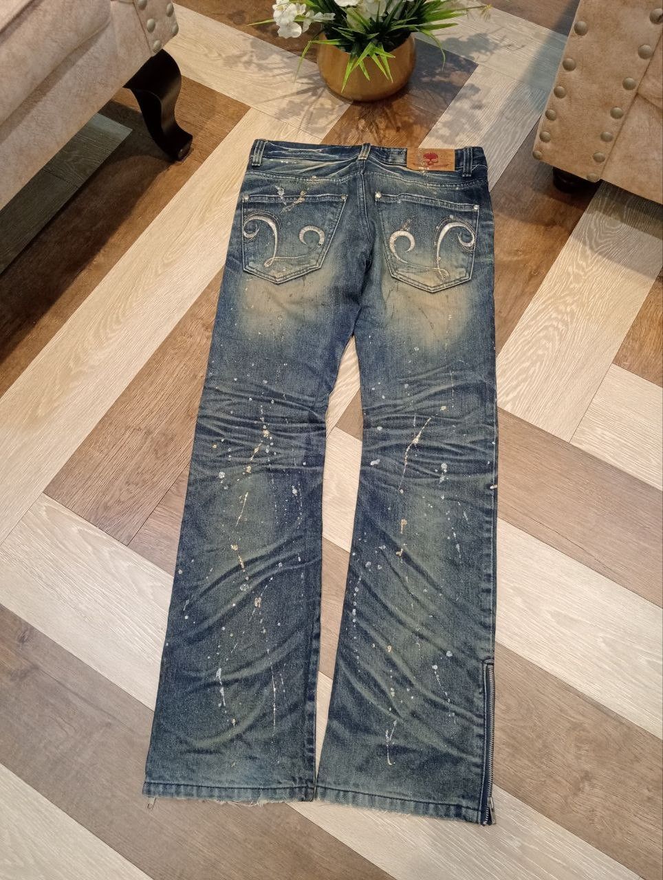 Japanese Brand LAGUST BLUE DISTRESSED ANKLE ZIP FLARED JEANS Size US 33 - 10 Thumbnail