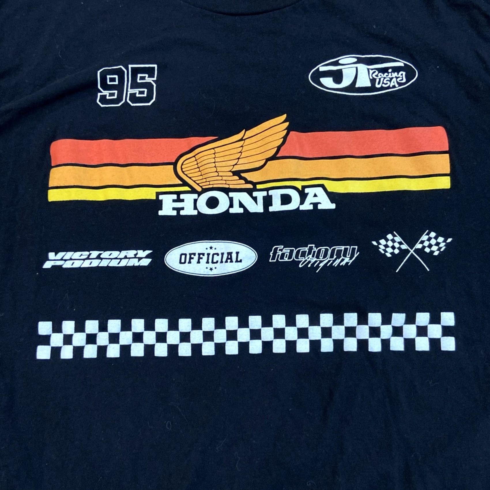 Vintage Old Navy JT Racing Honda Factory T-Shirt Heather Black 2XL Black Mens Short Sleeve Graphic Print Regular Fit Size US XXL / EU 58 / 5 - 2 Thumbnail