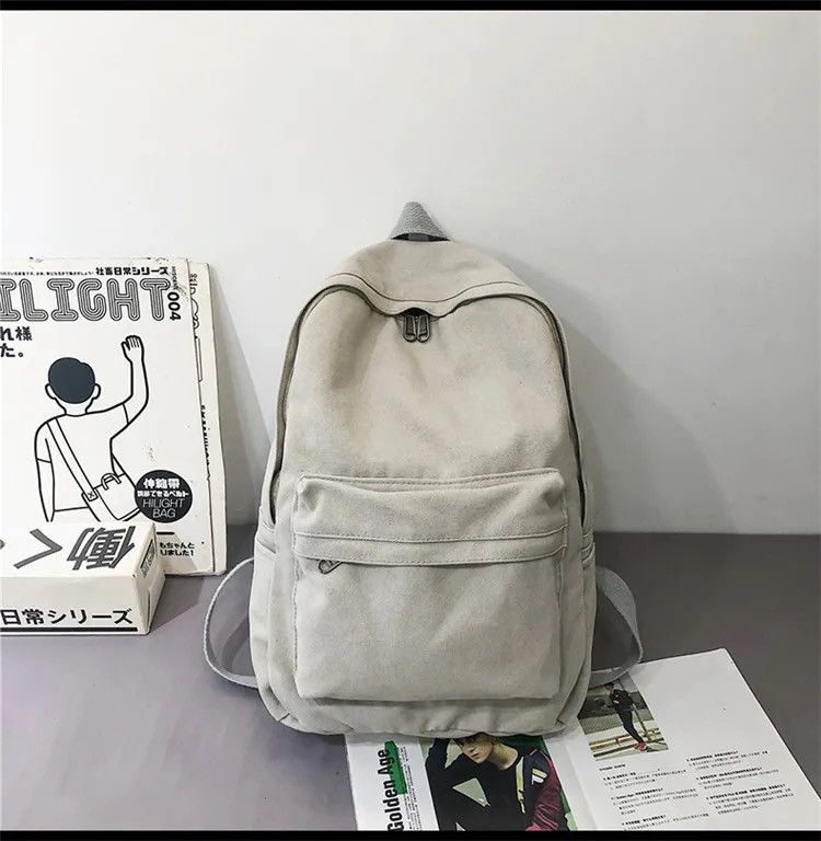 Japanese Brand Grey Canvas Backpack Size ONE SIZE - 4 Thumbnail