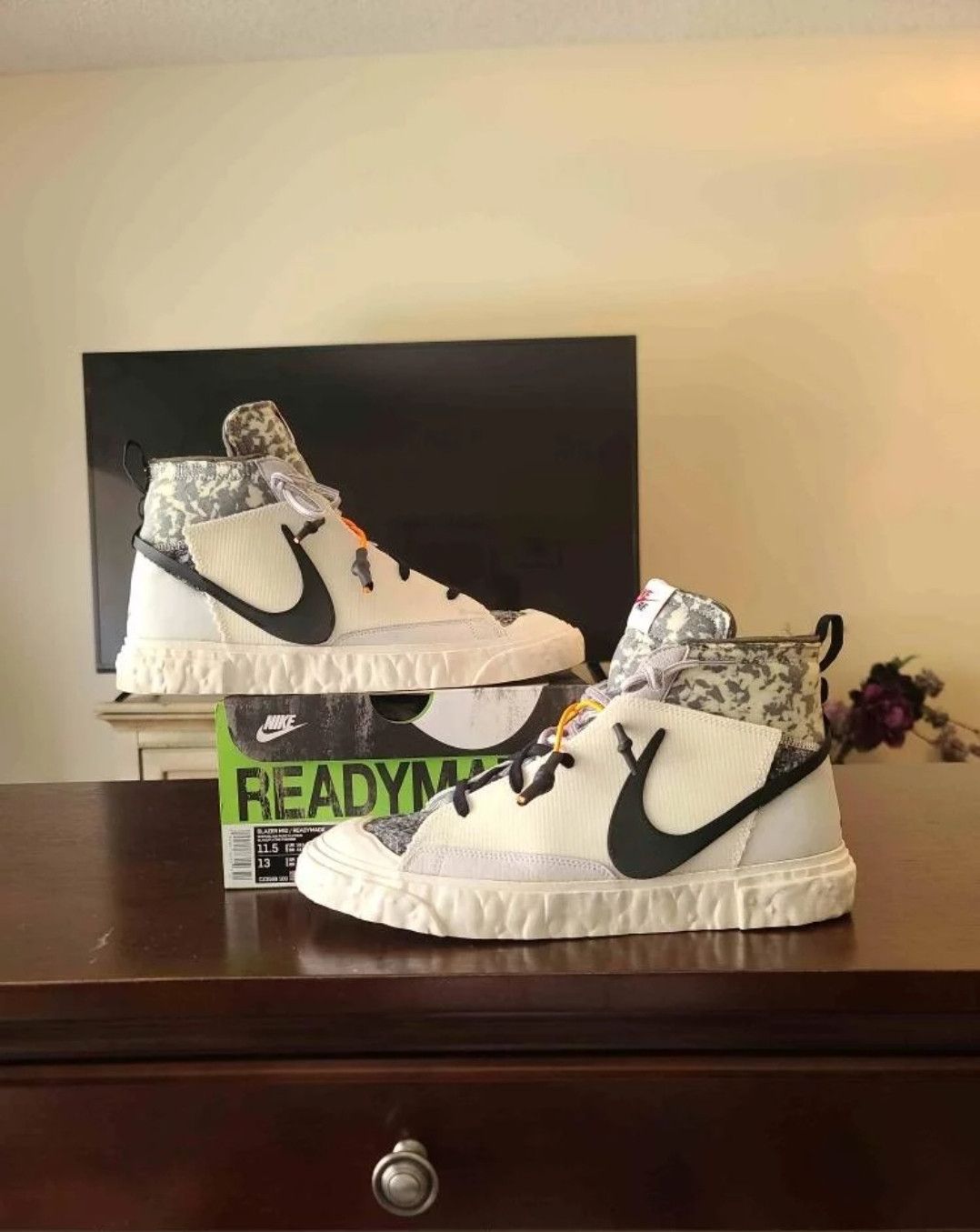 Nike × READYMADE READYMADE X Blazer Mid white Camo Size US 11.5 / EU 44-45 - 2 Thumbnail