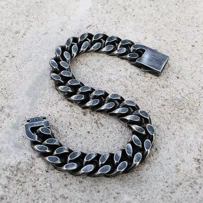 Jewelry Antique Black Plated Thick Chain Bracelet Size ONE SIZE - 7 Thumbnail