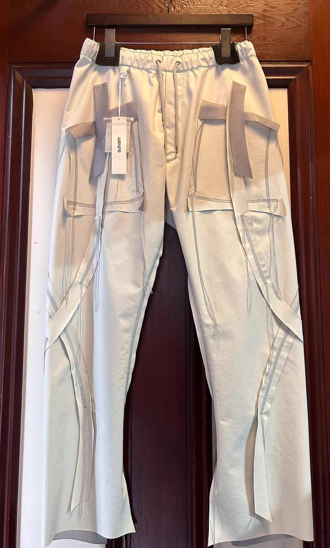 Sulvam SULVAM SS23 Men’s White Cutting Easy Pants Ｑ25 Size US 34 / EU 50 - 1 Thumbnail