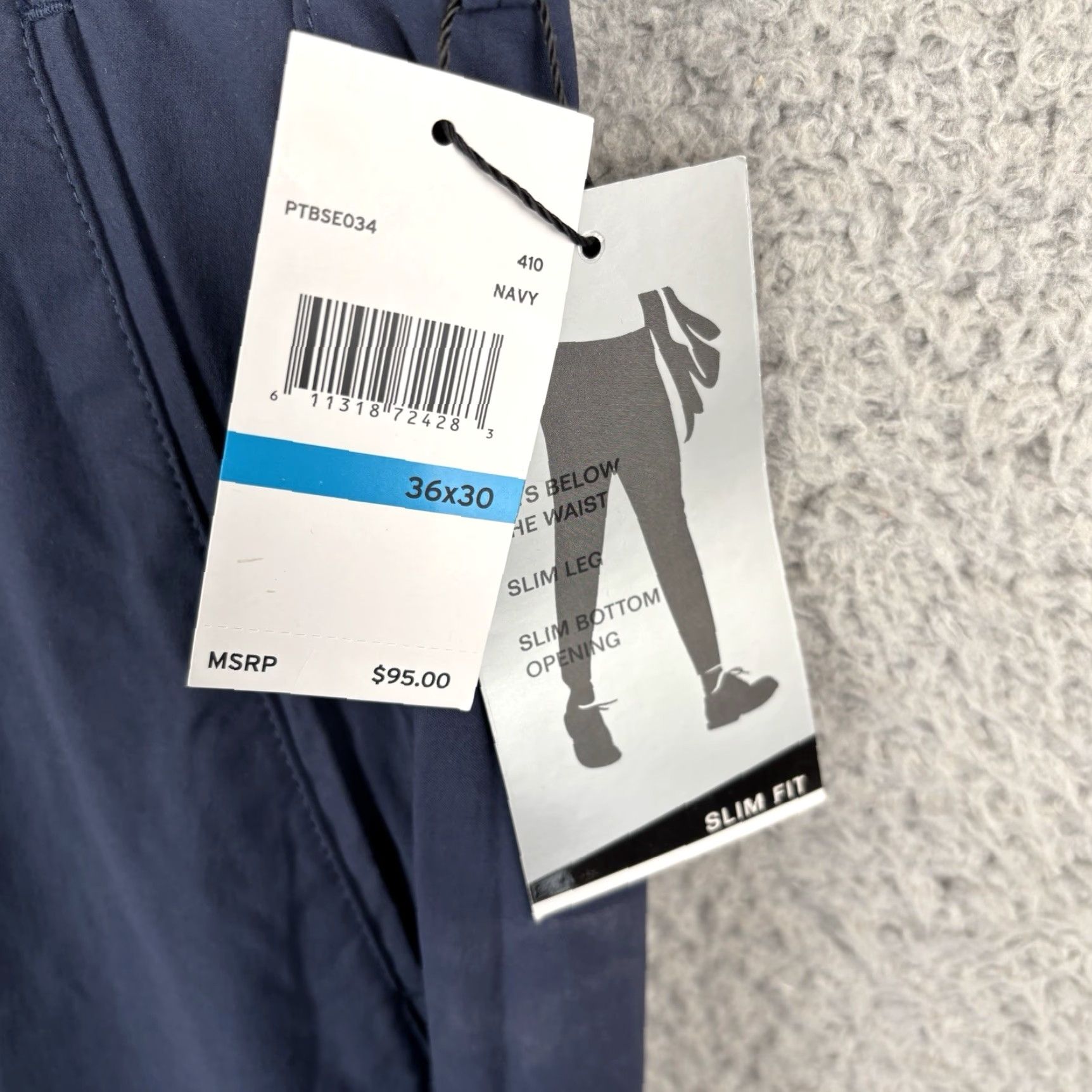 Perry Ellis Perry Ellis Dress Pants Mens 36x30 Navy Slim-Fit Stretch TechWorks Straight Leg Dress Pants Mens Slim-Fit Navy 36x30 Size US 36 / EU 52 - 3 Thumbnail
