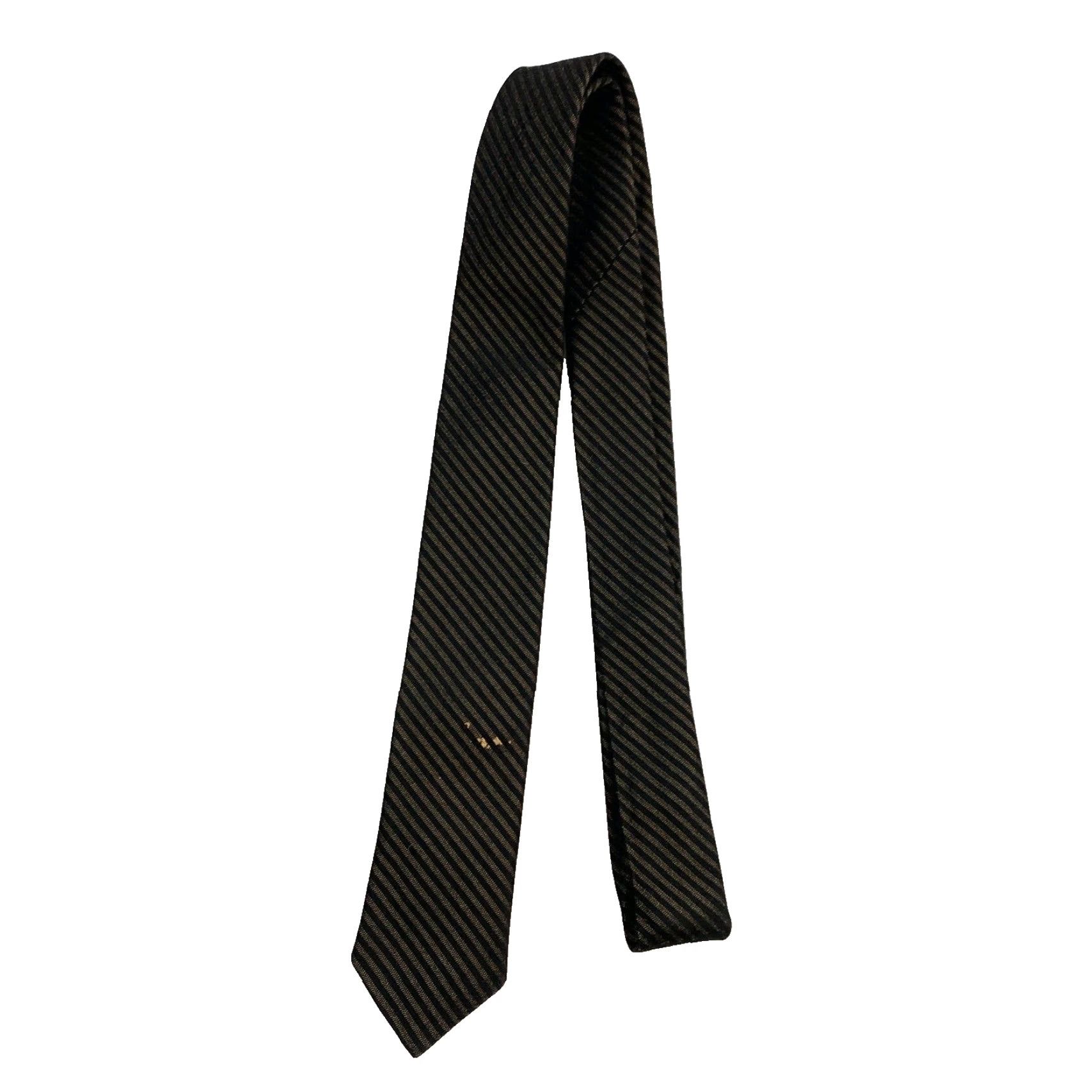 Vintage VINTAGE Wembley Striped Black Gold Skinny Tie 51 x 2 Men Tie Size ONE SIZE - 5 Thumbnail