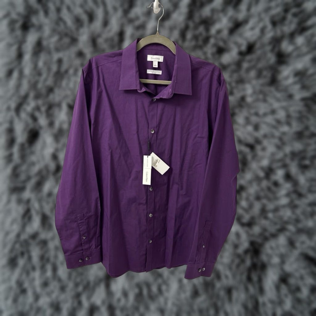 Calvin Klein Calvin Klein Shirt Mens L Purple Infinite Cool Non-Iron Button Up NWT MSRP 60 Dress Shirt Size US L / EU 52-54 / 3 - 1 Thumbnail