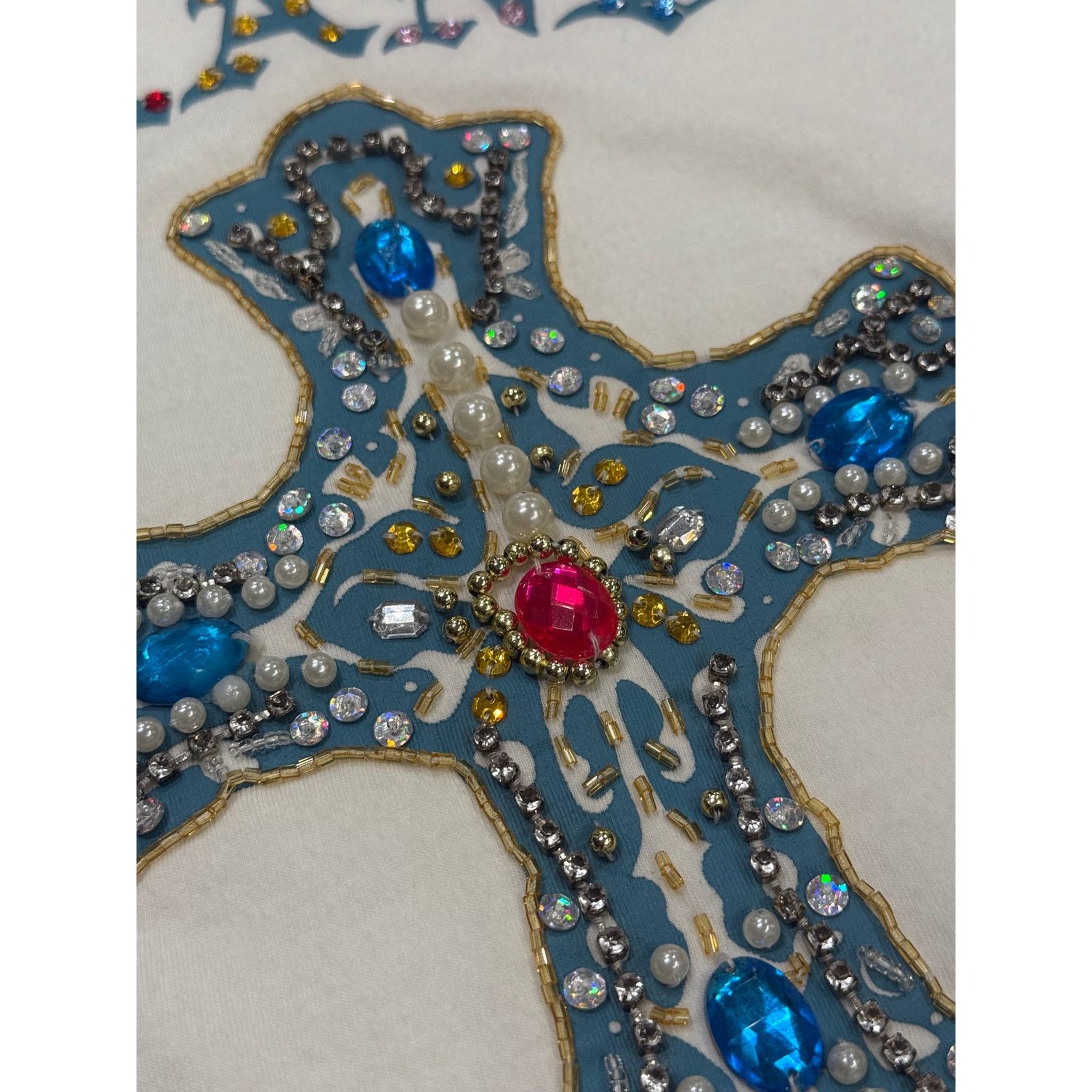 Versace 2000s Versace embellished stones cross tank top Size L / US 10 / IT 46 - 4 Thumbnail