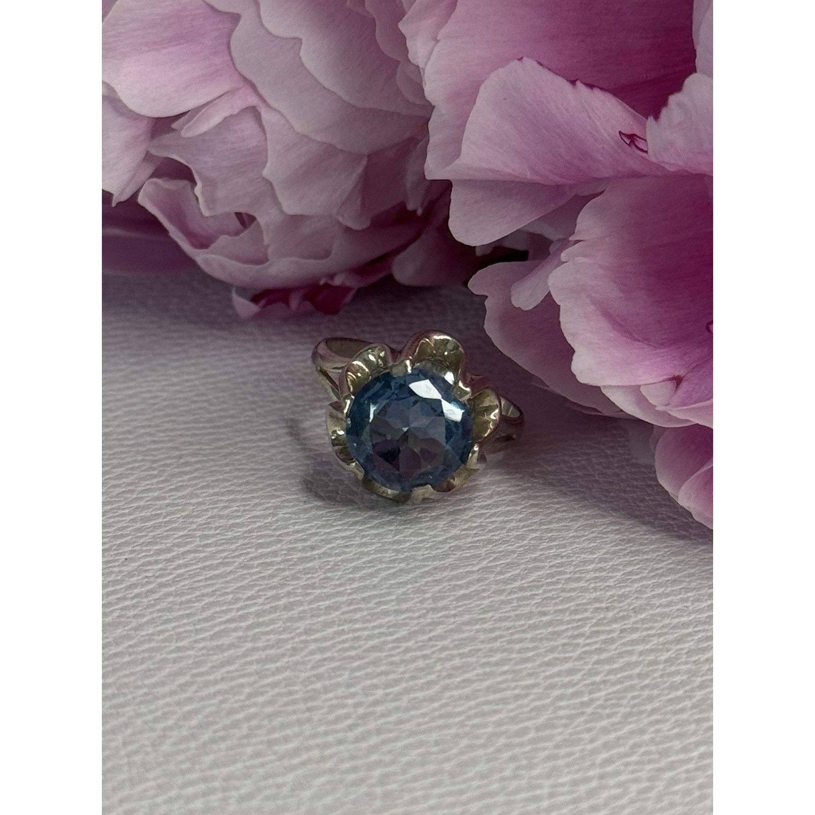 Jewelry 925 STERLING SILVER AQUAMARINE FLOWER RING SIZE 6 Size ONE SIZE - 4 Thumbnail
