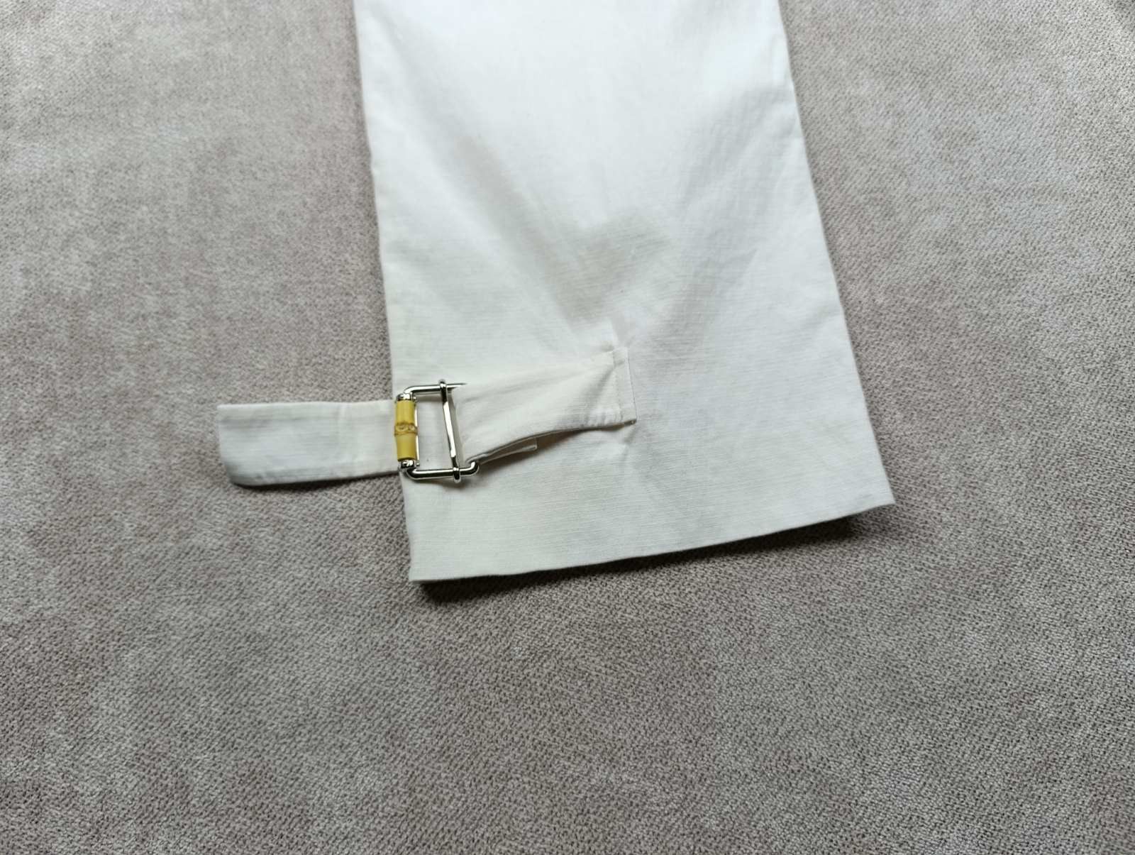 Gucci GUCCI VINTAGE CREAM COTTON BAMBOO BUCKLE TAPERED PANTS Size 28" / US 6 / IT 42 - 13 Thumbnail