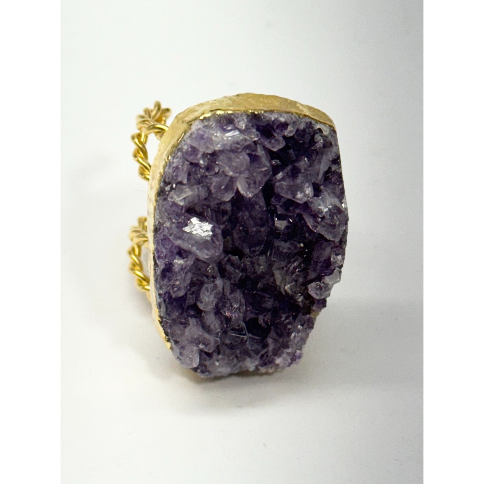 Vintage Vintage amethyst druzy purple stone adjustable ring Size ONE SIZE - 3 Thumbnail