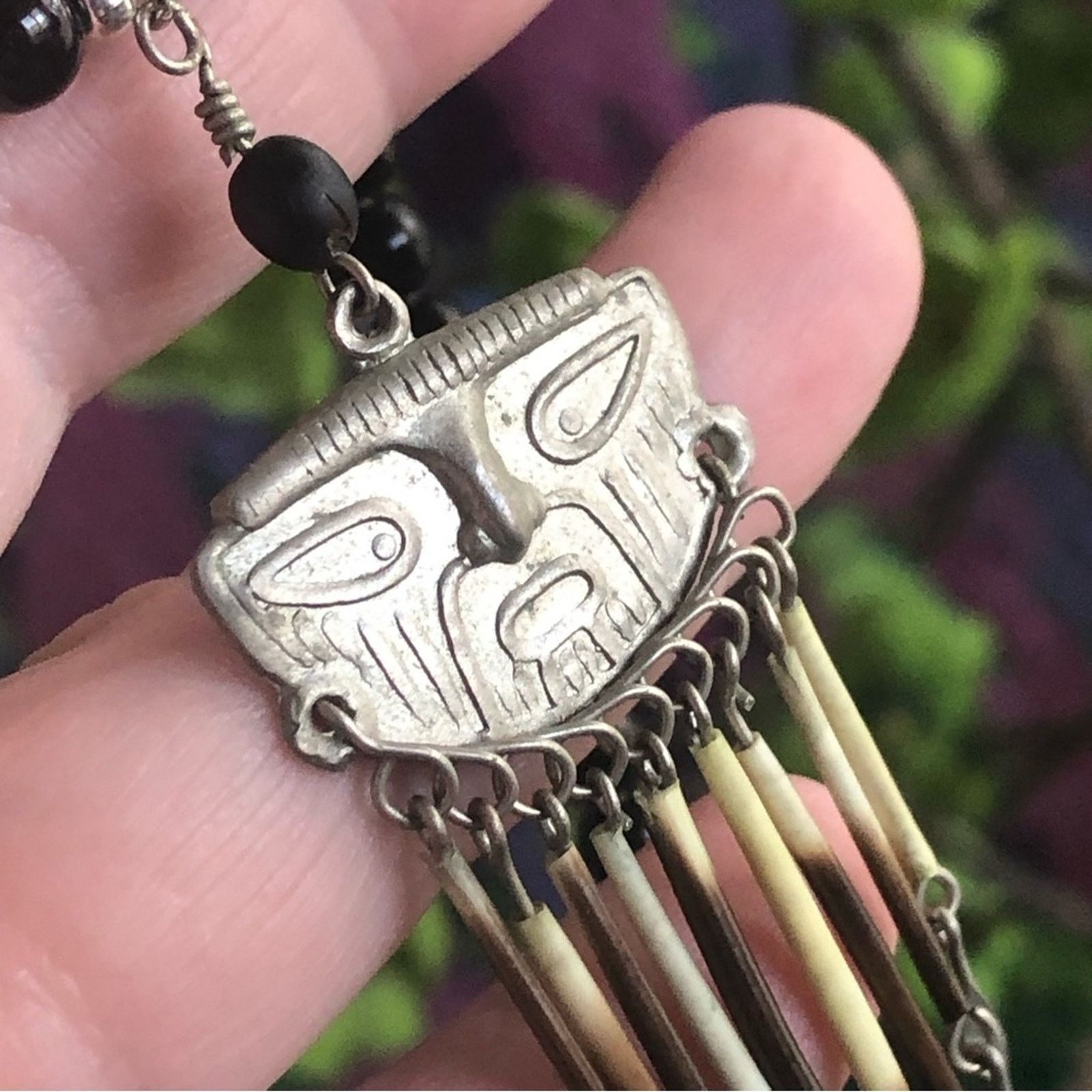 Handmade Handcrafted repurpose tribal look face fringe Pearl necklace Size ONE SIZE - 11 Thumbnail