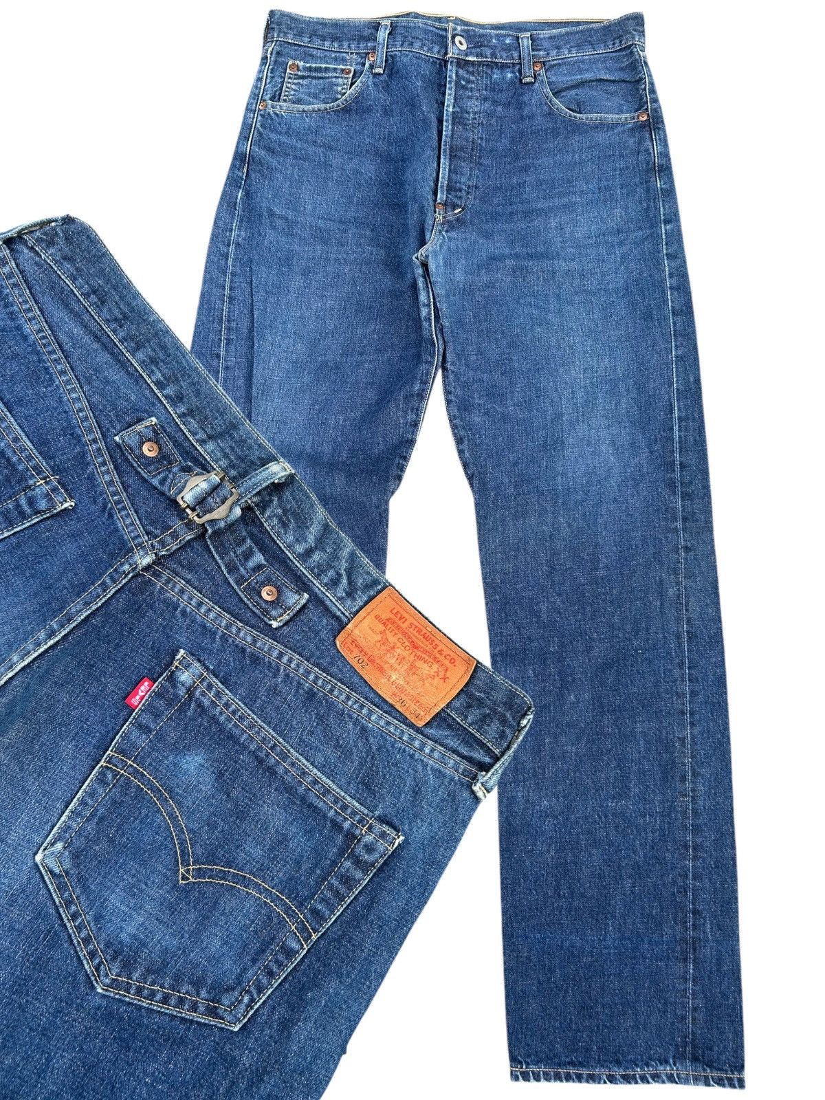 Kapital Vintage Levis Big E Selvedge Buckle Back Distressed Denim Size US 35 - 1 Thumbnail